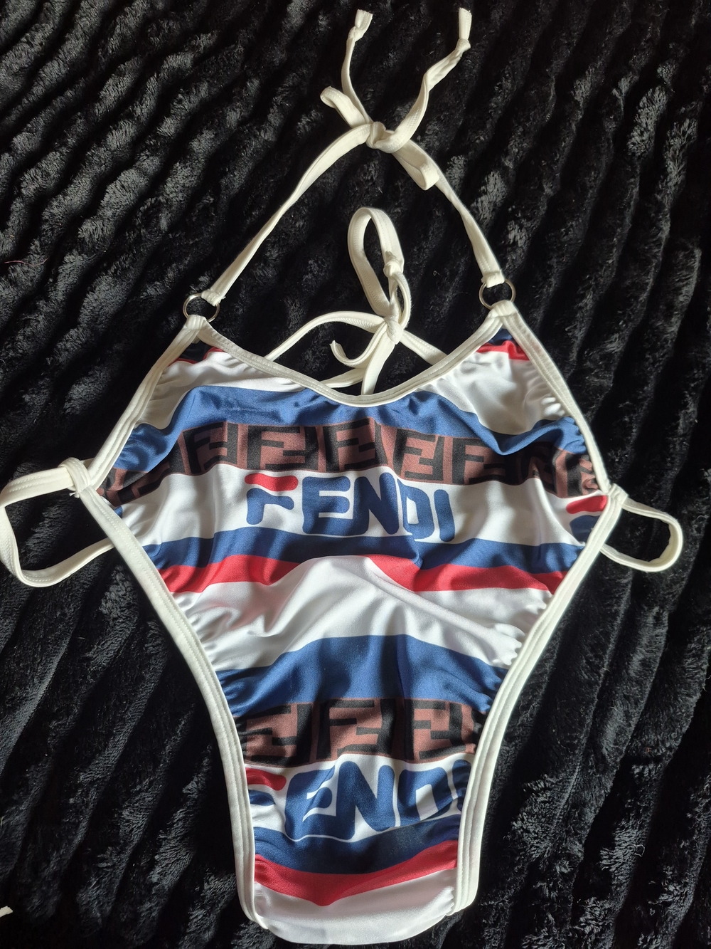 Fendi One-Piece in White, Blue & Red